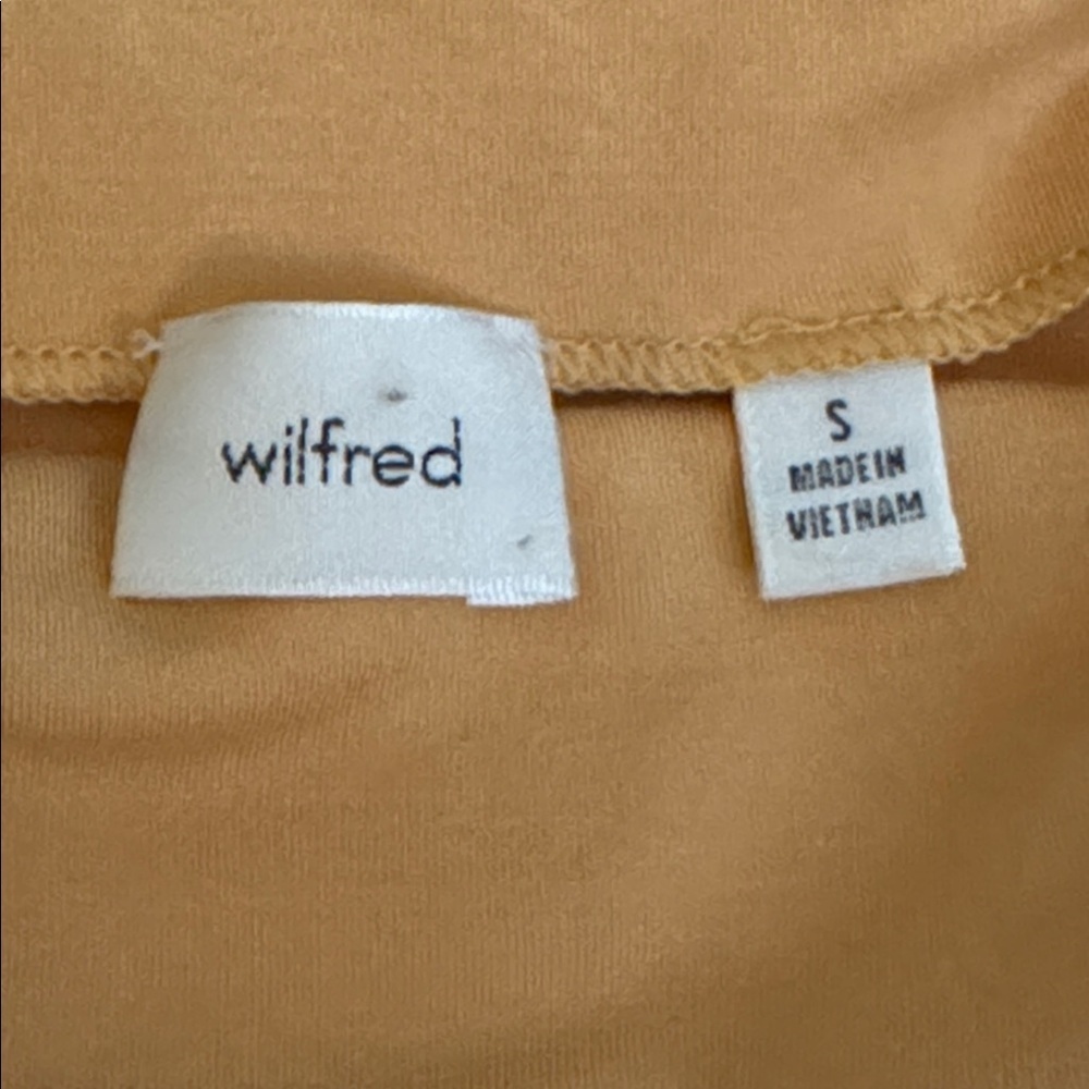 WILFRED Aritzia Boulevard Mini Dress Yellow Ruched Party Bodycon Size S Fitted - Picture 10 of 12